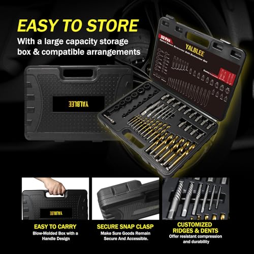53Pcs Easy Out Screw Extractor Set with Left Hand Drill Bit, Bolt Extractor Kit with Hex Adapter, Stripped Bolt Remover & Reverse Drill Bit for Broken Nuts Screws, Bolts, Studs - size: 53 PCS SES