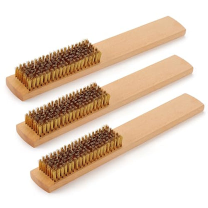 MAXMAN Brass Brush 3Pcs, 8 Rows 20 Bristles, 10"Soft Brass for Rust Cleaner - style: 8 rows 20 bristles 3PCS