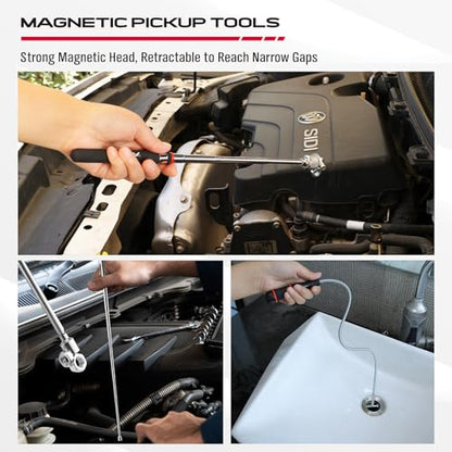 4-Piece Telescoping Magnetic Pickup Tools Set: 31in Portable Magnetic Pickup Stick, 25in Pen-Style Magnetic Pickup Tool with Pocket Clip, 20in Flexible Bendable Spring Magnet Stick, Magnet Parts Tray - style: 4 Pack - Multi-Tool 15LB Kit
