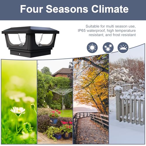 Solar Post Cap Lights for 3x3 Metal & 4x4 Vinyl/Wood Fence Posts, 2 Pack - size: 2 Pack