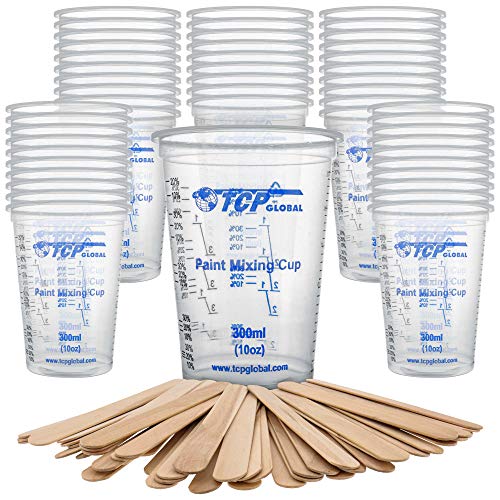 TCP Global 10 oz. (300ml) Graduated Plastic Mixing Cups - Box of 50