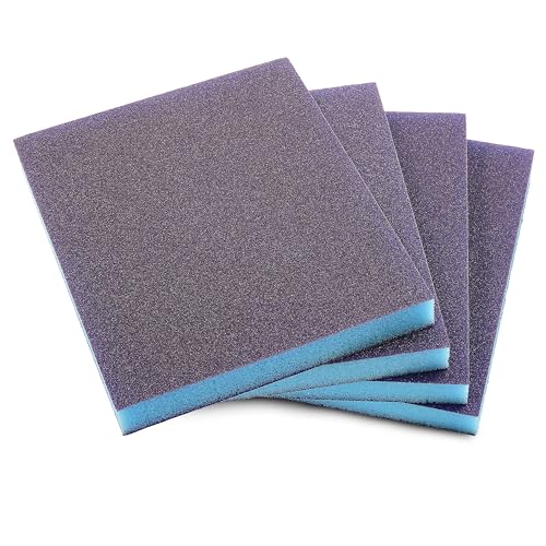 4Pcs 120 Grit Sanding Sponge, Jamiikury Fine Sanding Blocks Washable and Reusable, Wet Dry Sandpaper Sponge for Wood Metal Furniture Paint and Drywall - size: 120 Grits