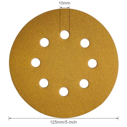 JUNE SUN 50Pcs 5 Inch 8-Hole 220 Grit Hook & Loop Sanding Discs - style: 220 Grit, 50Pcs