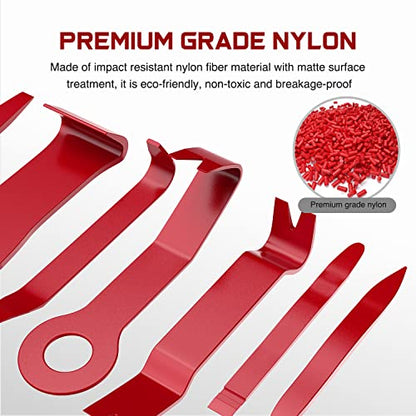Nilight 8pcs Auto Trim Removal Tool Set No-Scratch - color: Red, size: 8Pcs