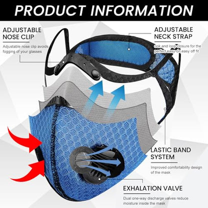 Threlaco Dust Mask Reusable - color: Black, Dark Blue