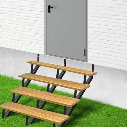 Steel Stair Riser 4 Step, 34.6" H Metal Stair Stringers for Deck - size: 4 Step