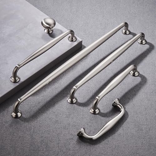 TUNNY 10 Pack Cabinet Handles-6.3"/160mm Screw Spacing Brushed Nickel Furniture Hardware Handles for Kitchen Cabinets Bedroom Dresser Wardrobe Cabinet Pulls - color: Brushed Nickel, size: 6.3"(160mm)Hole Center-10Pcs