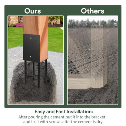 4 Pack 6"x6" Heavy Duty U-Shaped Post Base, Wet Concrete Post Anchors