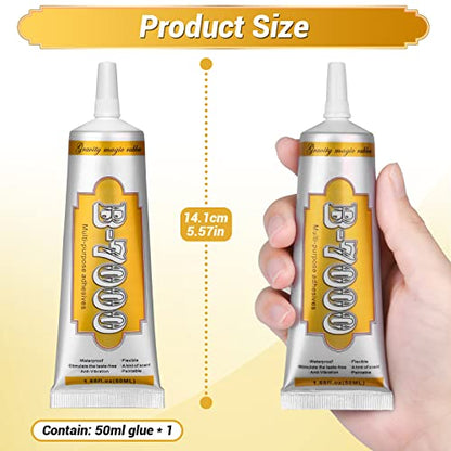 B7000 Fabric Glue with Precision Tips, Upgrade Industrial Strength Adhesive B-7000 Glue Clear for Jewelry Crafts DIY, Metal, Stone, Rhinestone Gems Gel, Glass, Fabric, Cell Phone Repair (50 ML) - color: 1 x50ML/ 2.1fl oz