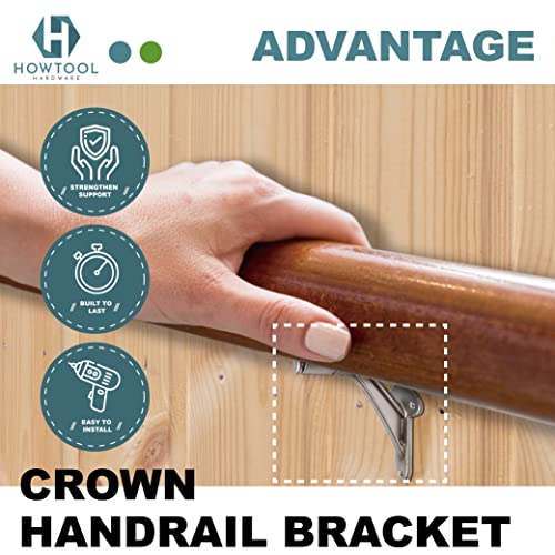 Commercial Grade Handrail Bracket Wall Mounted Satin Nickel, 3 Pack | HOWTOOL