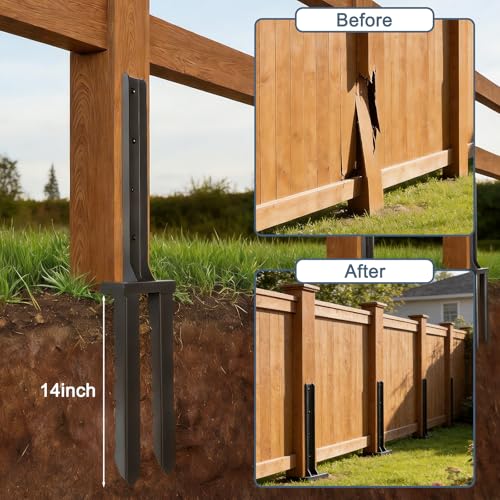 2Pcs Fence Post Repair Kit, Quick Fix Broken/Leaning Wood Post