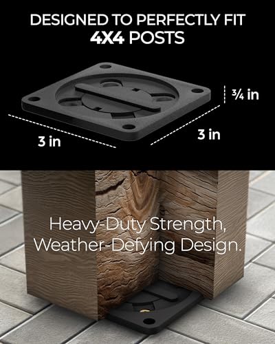 TurnPost 4x4 Post Base Bracket - 2 Pack Heavy-Duty Fence Post Anchor & Deck Post Base - Concealed Mount Concrete Connector - Rust-Resistant USA Steel Hardware - size: 4x4