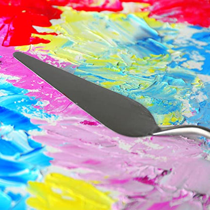 HARFINGTON 4pcs No.1 Palette Knives 16mm Width Stainless Steel Flat Spatula Painting Pallet Knife with Wood Handle for Oil Acrylic Canvas Mixing Spreading