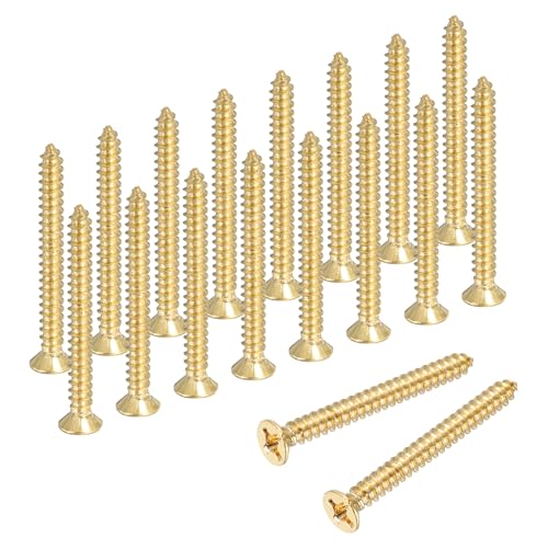 MECCANIXITY Brass Phillips Wood Screws, M3 x 30mm Brass Phillips Flat Wood Screws Self-Tapping Furniture Connector for Door Hinges, Wood Crafts and DIY Projects,(Gold Tone, Pack of 18) - size: M3 x 30mm