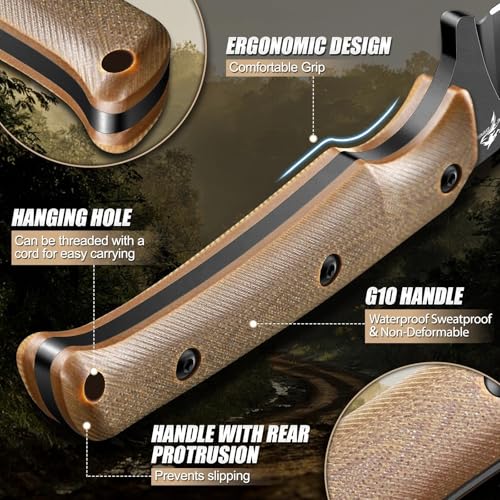 Purple Dragon Fixed Blade Knife - Full Tang Hunting Knife Brown - size: 3.1 inch