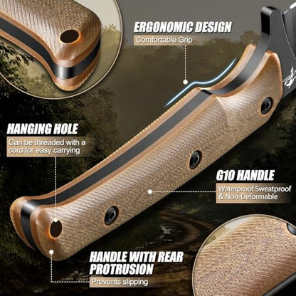 Purple Dragon Fixed Blade Knife - Full Tang Hunting Knife Brown - size: 3.1 inch