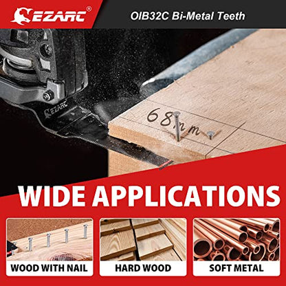 EZARC Oscillating Saw Blades - 10 PCS Extra-Long Reach Arc Edge Multitool with Japanese Teeth, CRV and Bi-Metal Clean Cut for Wood Metal, Universal Quick Release Tool Kits - size: 2-11/16 inch, style: Extra Long Set 10pcs