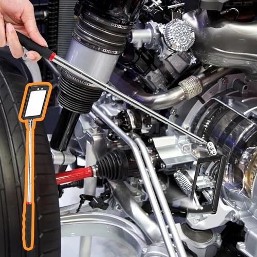 Lighted Inspection Mirror & Magnetic Pickup Tool Set of 5 - Telescoping Handle,360 Swivel for Extra Viewing,Pickup Tool Meet the Needs of Various Occasions,Useful for Mechanic,Automotive,Gifts for men