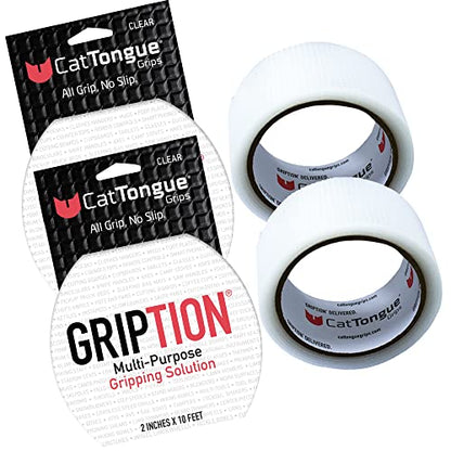 CatTongue Grips 2"x10' 2-Pk Grip Tape Roll, Non-Abrasive, Waterproof, Clear - color: Clear, size: 2" x 20'