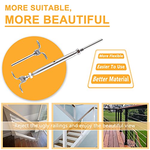 WAYSKA 36 Pairs T316 Stainless Steel Cable Railing Kit Fit 1/8" Wire Rope - size: 1/8 Inch(36 Pairs), style: Fit for 1/8" Wire Rope