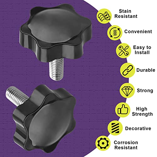 M8 x 20mm Thread Star Knob, 2Pcs - size: M8 x 20mm, style: Hexagonal Handle