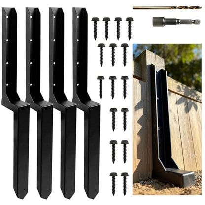Fence Post Repair Kit, Fix Broken 4x4/6x6 Wood Post 4 Pack One-Piece Design - color: 4 Pack, size: One-Piece