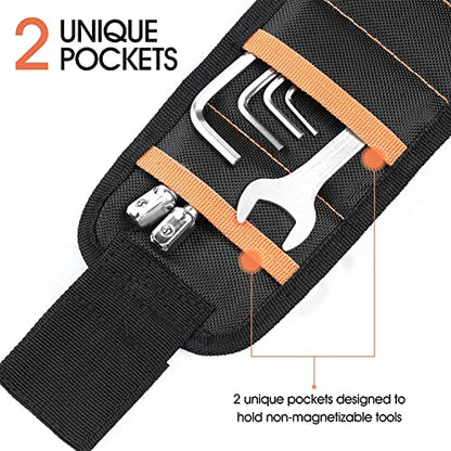 Adjustable Magnetic Wrist Band, 15 Strong Magnets Wristband for Holding Screws, Nuts, Gadgets.Tool Band Cool Christmas Gifts for Men & Women, Husband Birthday Gift Wristband