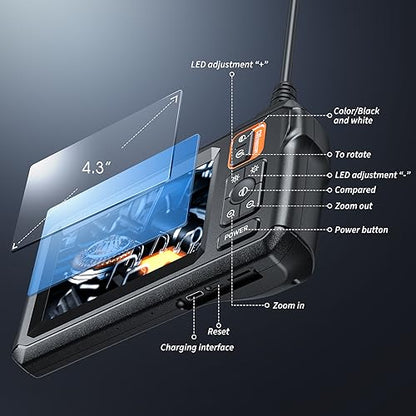 Endoscope Camera with Light, 1920P HD Borescope Tools(32.8FT) - size: 32.8FT