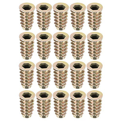 uxcell Furniture Threaded Insert Nuts Zinc Alloy M6 Internal Threads 19mm Length 20pcs - size: M6x19mm