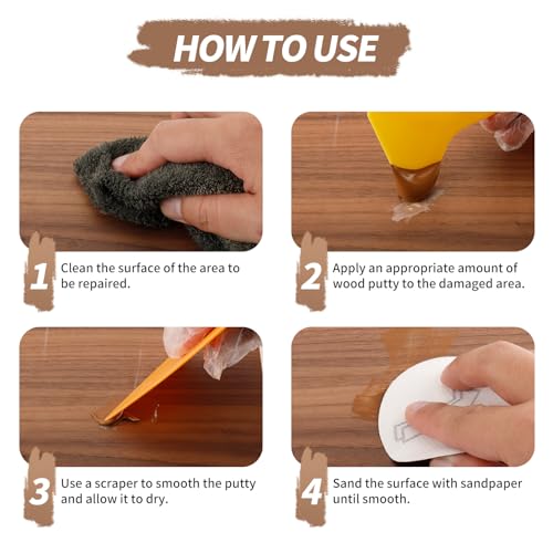 Walnut Wood Filler - 8.8 oz Paintable & Stainable Wood Repair Putty for Furniture - Quick Repair for Broken & Defective - color: Walnut