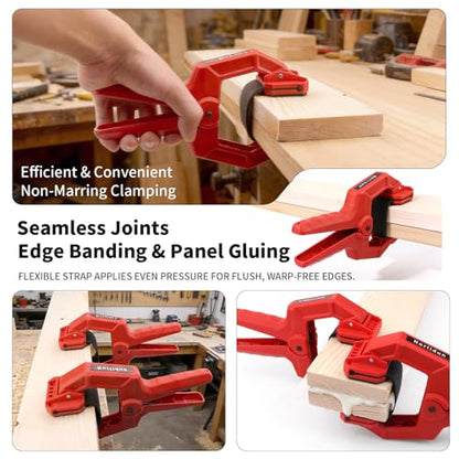 Heavy Duty Edge Band Spring Clamp Set of 8Pcs for Woodworking Strap Clamps Bandy Miter Home Improvement Grip Edge Hand Tools,Shelving,Cabinet,Plywood,Molding,Trim,Pool