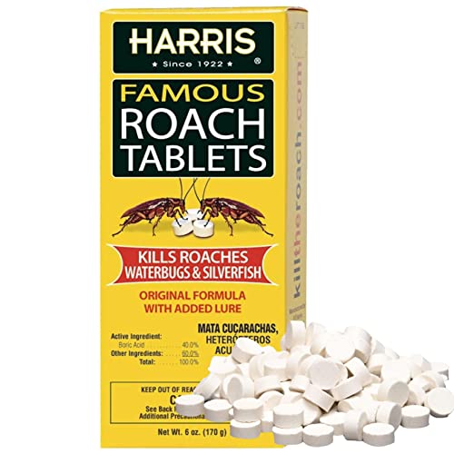 Harris Roach Tablets, Boric Acid Roach and Insects Killer with Lure, Alternative to Bait Traps (6oz, 145 Tablets), Yellow - size: 6 oz