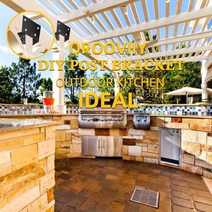 1Pack 8” x 6” T-Shaped Post to Beam Connector Pergola Rod Bracket,Black Heavy Duty Wood Beam Support Brackets for Outdoor Pavilion,Gazebo,Deck,Porch,Hunt Cabin with Screws - size: 6“x6"
