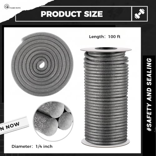MotiMind Foam Backer Rod for Gap, 1/4 Inch X 100 ft, Gray, 1 Roll - color: Gray, size: 1/4 Inch X 100 ft