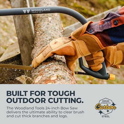 Woodland Tools 24 Inch Bow Saw – Heavy Duty Frame with Hardened Steel Blade, Comfort Grip, Tension Lever, Manual Saw for Trees, Brush, and Christmas Tree Cutting - style: Heavy Duty Bow Saw