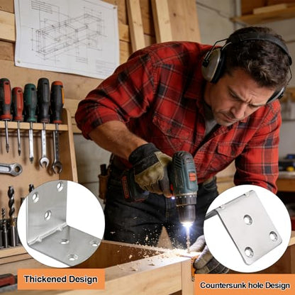 20 Pcs Metal L Brackets 1.5"x1.5"x1.5" Heavy Duty Corner Brace for Wood, 1.5 Inch 40 MM Wide Metal Right Angle Bracket L Shape 90 Degree Corner Brackets Furniture Wooden Frame Bed Bookshelf - size: 1.5 Inch