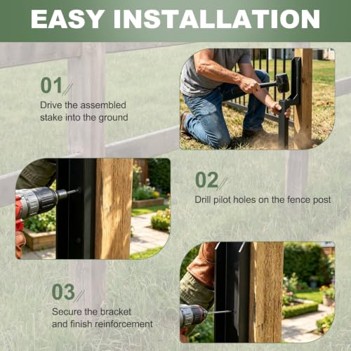 DTGN Fence Post Repair Kit 33.5 Inch Fence Post Stakes 2Pcs