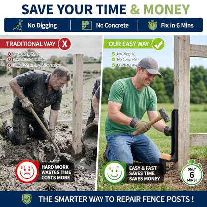 35 Inch Fence Post Repair Kit, Fix Broken 4x4/6x6 Wood Post