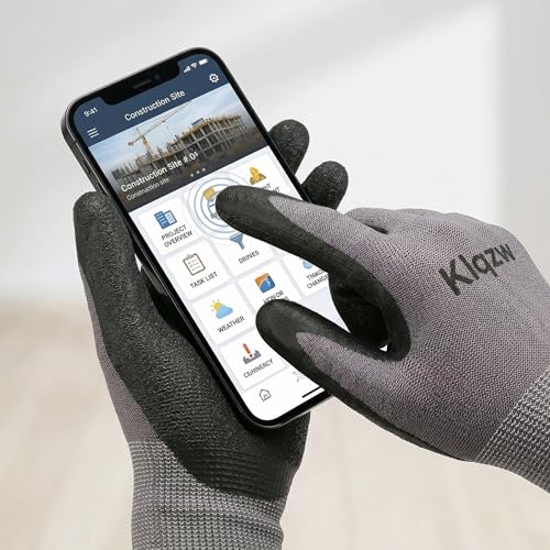 Nitrile Foam Coated Work Gloves for Men and Women, 6 Pairs 15-Gauge Nylon Spandex, 3-Finger Touchscreen Compatible, Oil Resistant Non-Slip Grip, Mechanic Warehouse Construction Gardening, Grey XLarge