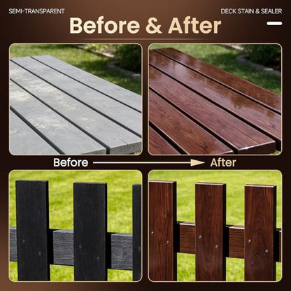 DWIL Wood Stain and Sealer in One, Outdoor Wood Stain for Deck, Fence, Furniture, Wood Paint, Semi-Transparent Water Based Fast Drying Low Odor (32oz Peach Wood) - color: Peach Wood
