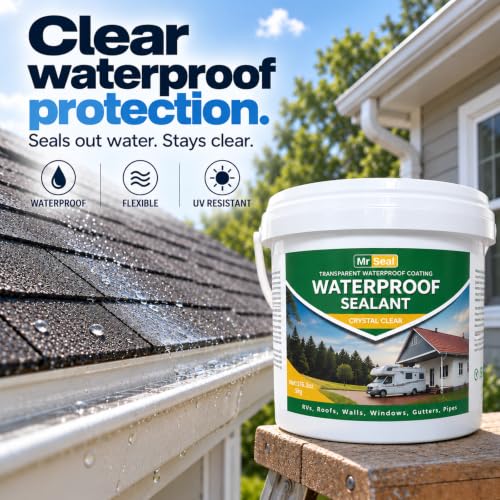 Clear Waterproof Sealant, Water-Based Transparent Waterproofer (1.3 Gal) - style: 1.3 Gal