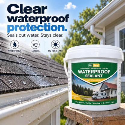 Clear Waterproof Sealant, Water-Based Transparent Waterproofer (1.3 Gal) - style: 1.3 Gal