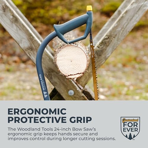 Woodland Tools 24 Inch Bow Saw – Heavy Duty Frame with Hardened Steel Blade, Comfort Grip, Tension Lever, Manual Saw for Trees, Brush, and Christmas Tree Cutting - style: Heavy Duty Bow Saw