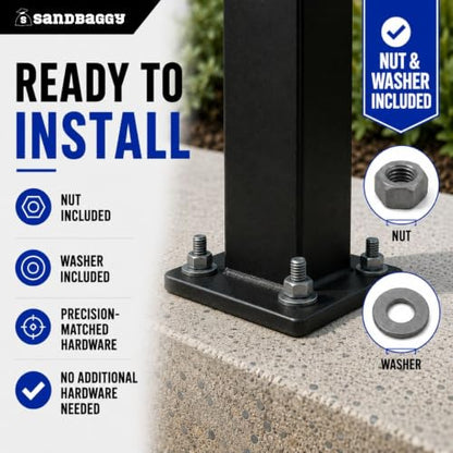 Sandbaggy 5/8" x 12" Threaded Concrete Anchor L-Bolts (Nuts & Washers Included) - Hot Dipped Galvanized - Sill Plate, Base Plate, Masonry, Wood, Cement Anchors, J Bolt (10, 5/8” x 12”) - size: 5/8” x 12”