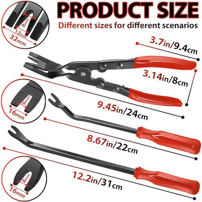 Keze 3 Pcs Auto Clip Pliers Set and Fastener Remover Tool - color: Red-Auto Clip Pliers Set