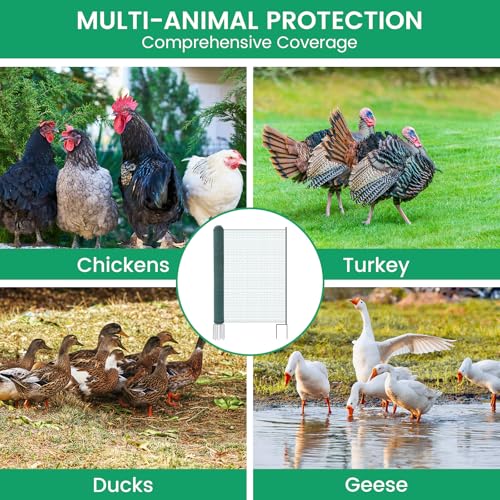 Non Electric Fence Netting 40" x164' Poultry Fence with Double Spiked Post