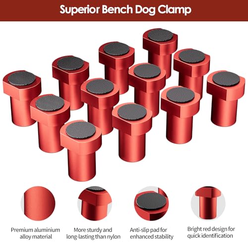 Housolution 12 Pack Bench Dogs, 3/4" Bench Dog Clamp with Non-Slip Pads - size: 12 Pack