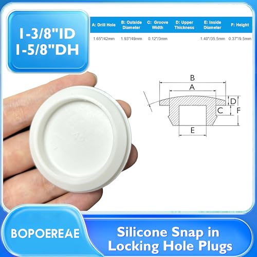 4 Pcs 42 mm Silicone Rubber Plugs for 42 mm (1-5/8") Round Holes - color: White, size: DH:1-5/8"(42mm)