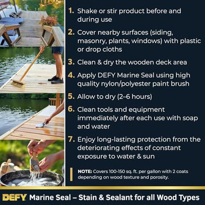 DEFY Marine Sealer - Semi-Transparent Waterproof Exterior Wood Stain, Marine Grade, Cedar Tone - 1 Gallon - color: Cedar Tone, size: 1 Gallon