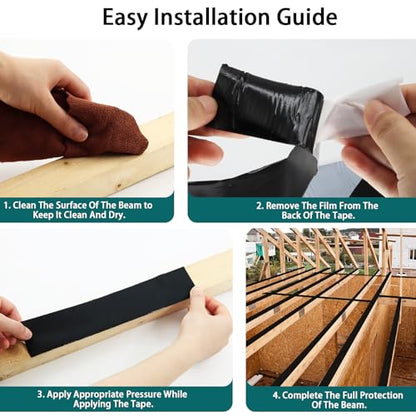 Joist Tape, 1-5/8" x 50' Deck Joist Tape, Waterproof Butyl Tape, Self-Adhesive Deck Butyl Tape, Butyl Flashing Tape,Joist Tape Decking for Protect Beams and Wood Decks (8 Rolls) - style: 1 5/8"x 50'-8 Roll